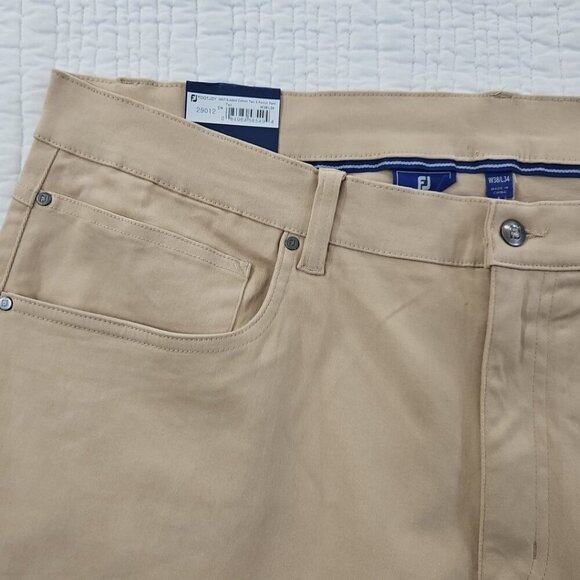 NEW Footjoy Pants Men's 38x34 Tan NWT Sueded Cotton Twill 5 Pocket Straight Leg - Picture 8 of 16